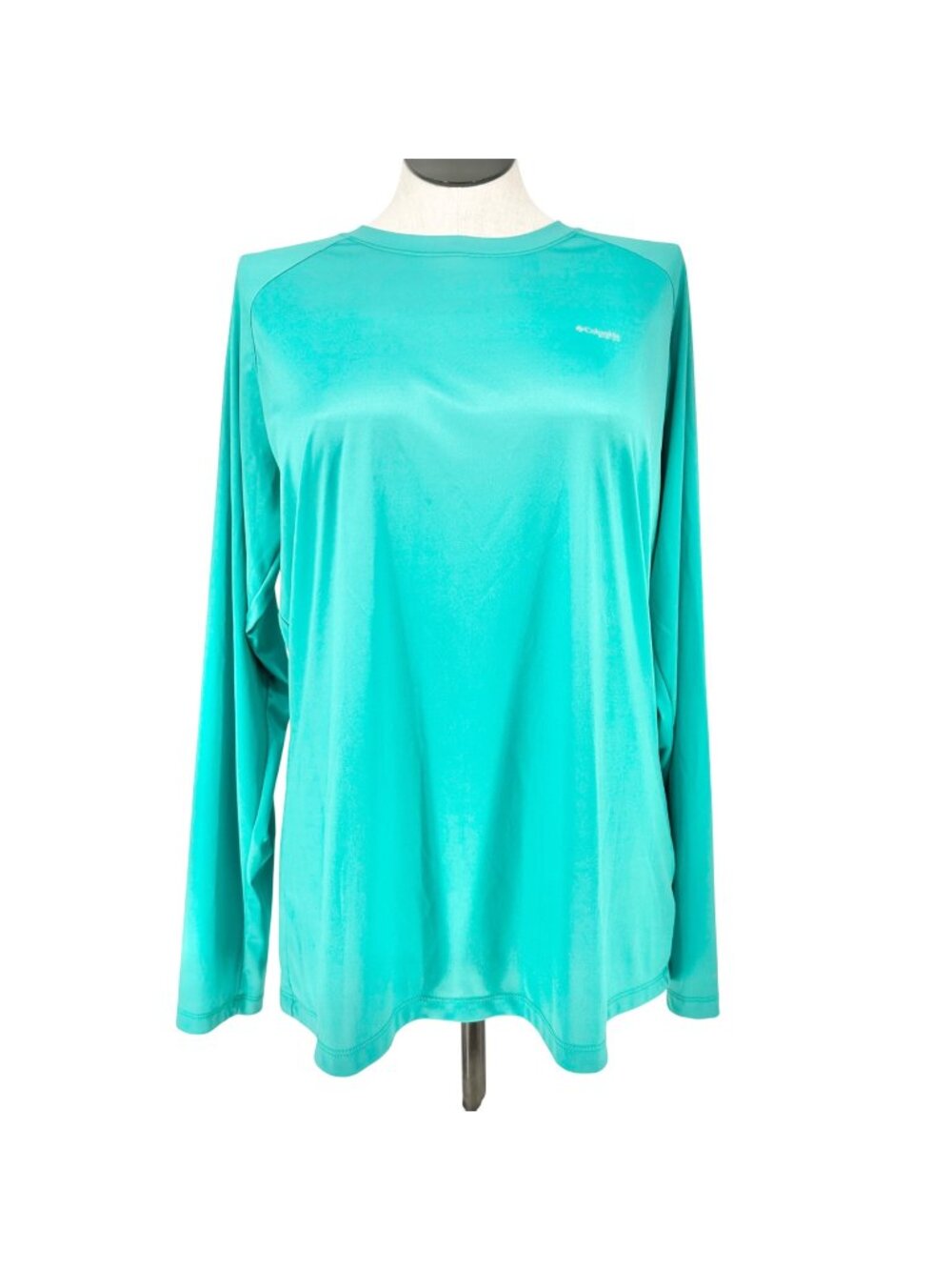 Columbia PFG Womens 2X Teal Long Sleeve Shirt Polyester Lightweight Fishing Gear